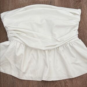 White Strapless Peplum Top